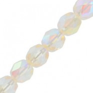 Abalorios facetadas cristal Checo Fire Polished 4mm - Crystal yellow rainbow